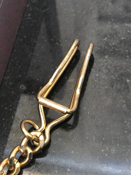 WOW !!!! STUNNING GOLD PLATED CARDINAL QUARTZ POCKET WATCH WITH FOB CHAIN - BOXED