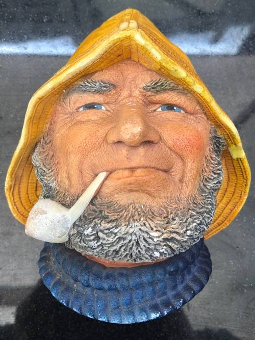 WOW !!! OLD SALT - VINTAGE LEGEND PRODUCTS CHALKWARE 3D WALL HANGING FIGURINE SIGNED F.WRIGHT c1985