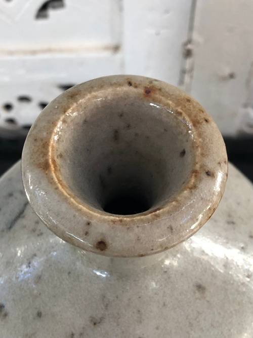 INVESTMENT ART - ANDREW WALFORD (1942 - ) A STONEWARE VASE WITH IRON AND COBALT DESIGN - SIGNED