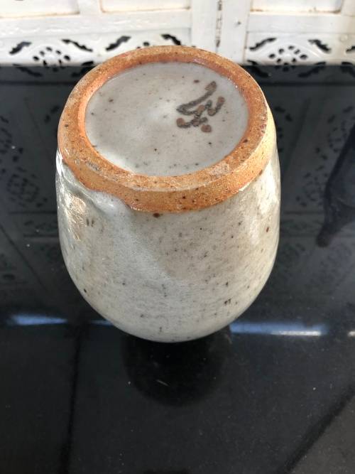 INVESTMENT ART - ANDREW WALFORD (1942 - ) A STONEWARE VASE WITH IRON AND COBALT DESIGN - SIGNED