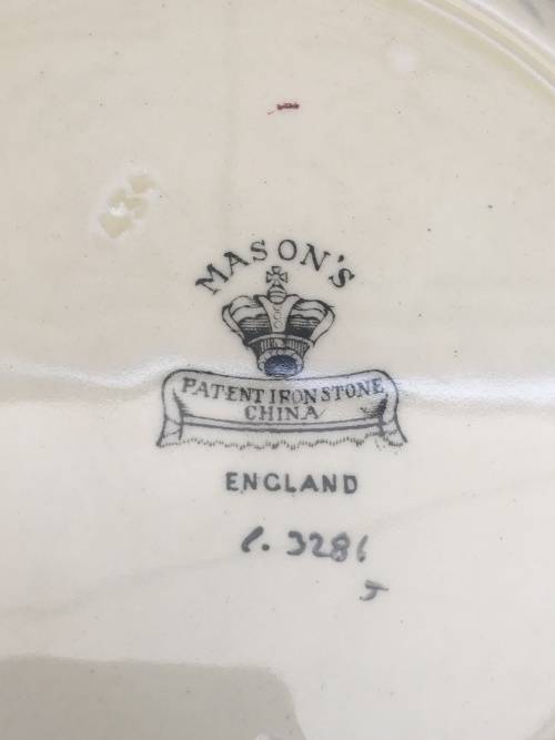 Collectable Rare Antique Masons Windsor Pattern 24 cm Plate marked  C.3286 J - C1891-1914