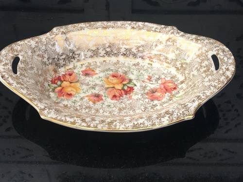 A beautiful 1930s A J Wilkinson "Celtic Rose" 26 cm Double Handle Sweet Dish By Royal Staffordshire.