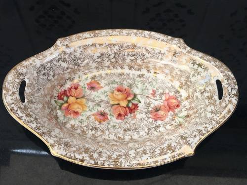 A beautiful 1930s A J Wilkinson "Celtic Rose" 26 cm Double Handle Sweet Dish By Royal Staffordshire.