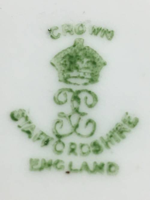 Ultra Rare Antique c1906 Crown Staffordshire England Fine China Tea Trio. Gold,Blue & Floral. Std sz