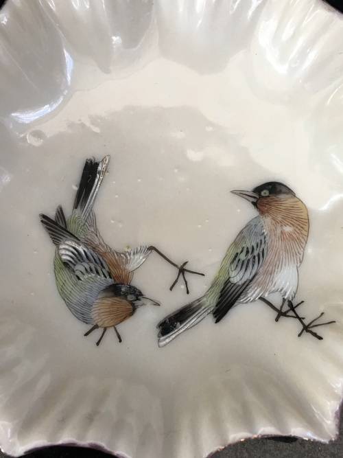 Delightful Antique Oriental lot of Fine Hand made & Bird Painted Porcelain Scalloped Bowls.