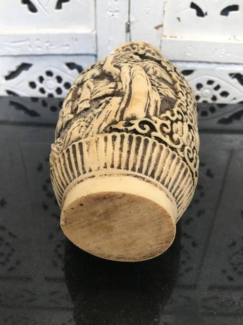 Antique Chinese Carved Cinnabar Vase With lots of character. Age related wear