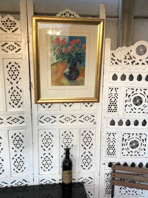 STUNNING FRAMED WATERCOLOR STILL LIFE OF FLOWER - SIGNED VAN ONSELEN