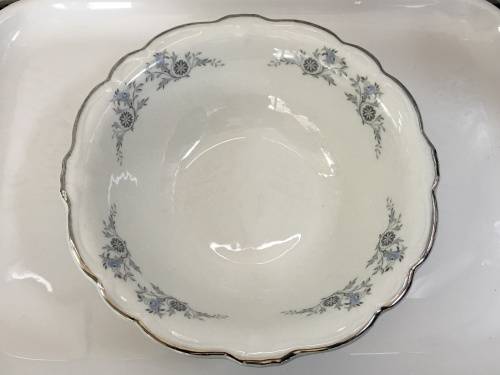 Vintage Constancia Porcelain Made In South Africa, Silver Gilt & Floral Decorated Salad Serving Bowl