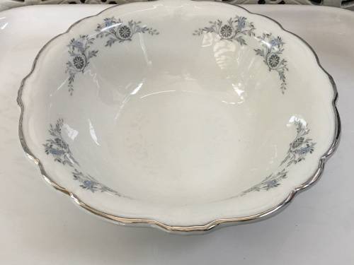 Vintage Constancia Porcelain Made In South Africa, Silver Gilt & Floral Decorated Salad Serving Bowl
