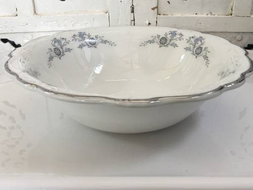 Vintage Constancia Porcelain Made In South Africa, Silver Gilt & Floral Decorated Salad Serving Bowl