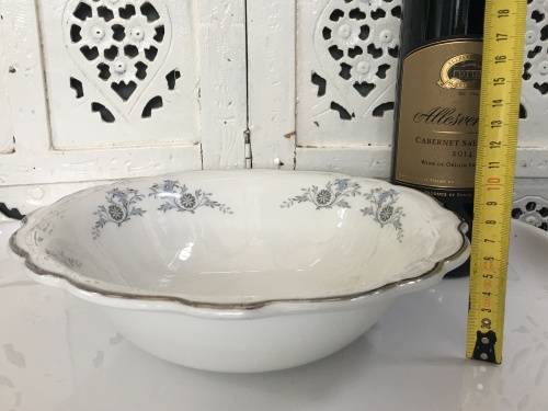 Vintage Constancia Porcelain Made In South Africa, Silver Gilt & Floral Decorated Salad Serving Bowl