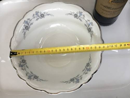 Vintage Constancia Porcelain Made In South Africa, Silver Gilt & Floral Decorated Salad Serving Bowl