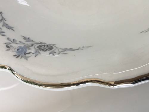 Vintage Constancia Porcelain Made In South Africa, Silver Gilt & Floral Decorated Salad Serving Bowl