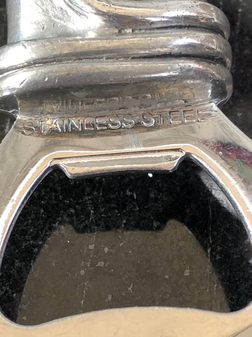 WOW !!! VINTAGE CARROL BOYES PEWTER BOTTLE / CAN OPENER - TORCH PATTERN