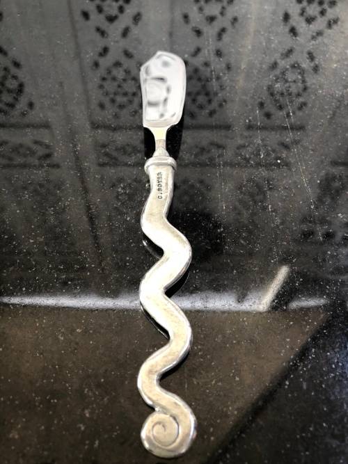 WOW !!! VINTAGE CARROL BOYES PEWTER BUTTER KNIFE - WAVE PATTERN