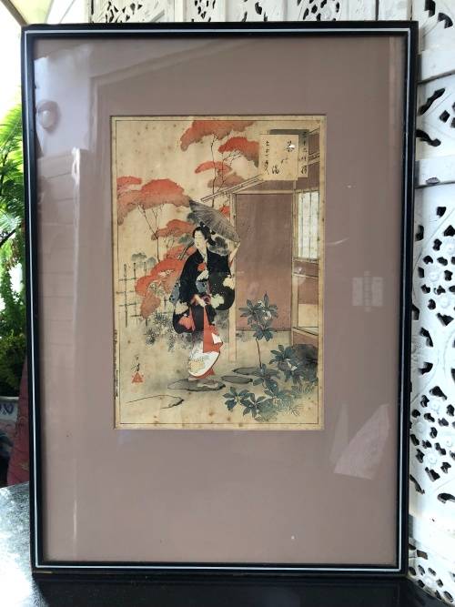 INVESTMENT ART !! MIZUNO TOSHIKATA (1866 - 1908) ORIGINAL JAPANESE WOODBLOCK - TITLED AND SIGNED