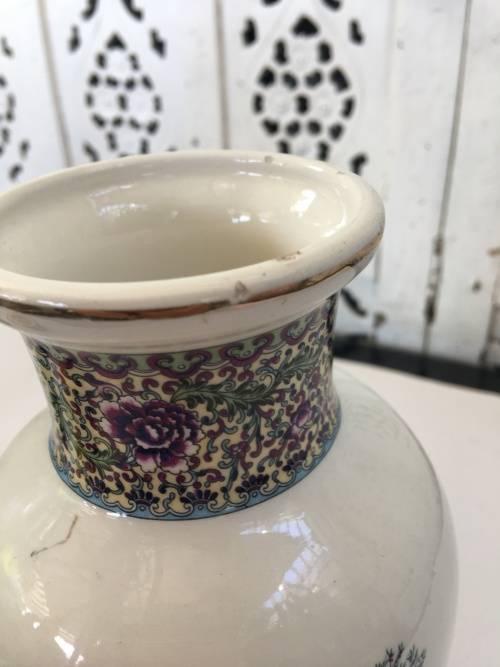 A Delightful Chinese Marked 20cm Baluster Vase Ladies in the Palace Gardens