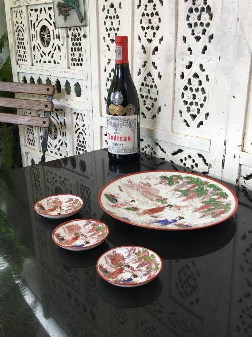 Beautiful Japanese c1930s  Nippon Tokusei marked Arita Imari Cake Plate 25 cm  & 3 small dishes