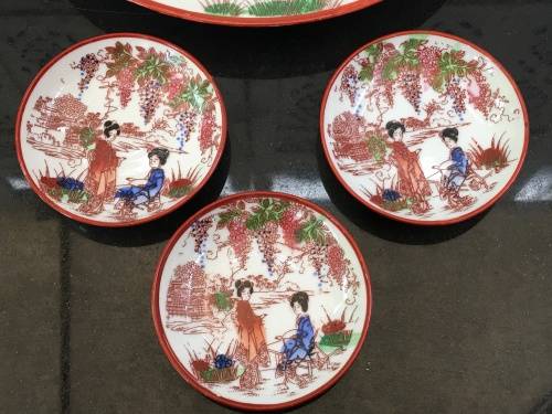 Beautiful Japanese c1930s  Nippon Tokusei marked Arita Imari Cake Plate 25 cm  & 3 small dishes