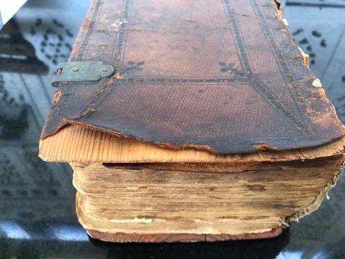 WOW !!! LEATHER BOUND - ANTIQUE DUTCH BIBLE BY JOHANNES ENSCHEDE & SONS c 1884