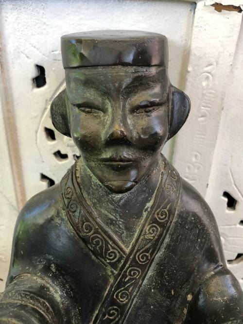 WOW !!! HUGE BRONZE SCULPTURE OF A CHINESE ARMED WARRIOR ON A TANG HORSE - VERY IMPRESSIVE PIECE