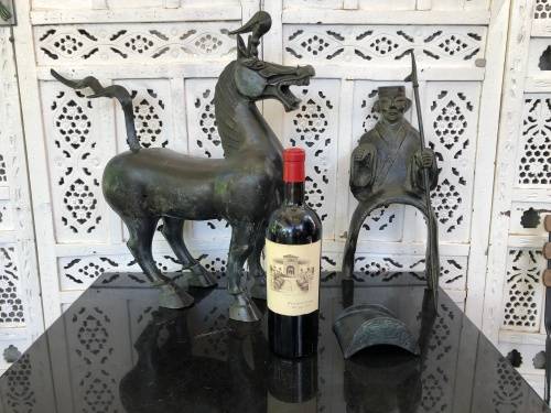 WOW !!! HUGE BRONZE SCULPTURE OF A CHINESE ARMED WARRIOR ON A TANG HORSE - VERY IMPRESSIVE PIECE