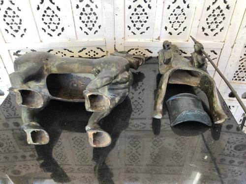 WOW !!! HUGE BRONZE SCULPTURE OF A CHINESE ARMED WARRIOR ON A TANG HORSE - VERY IMPRESSIVE PIECE