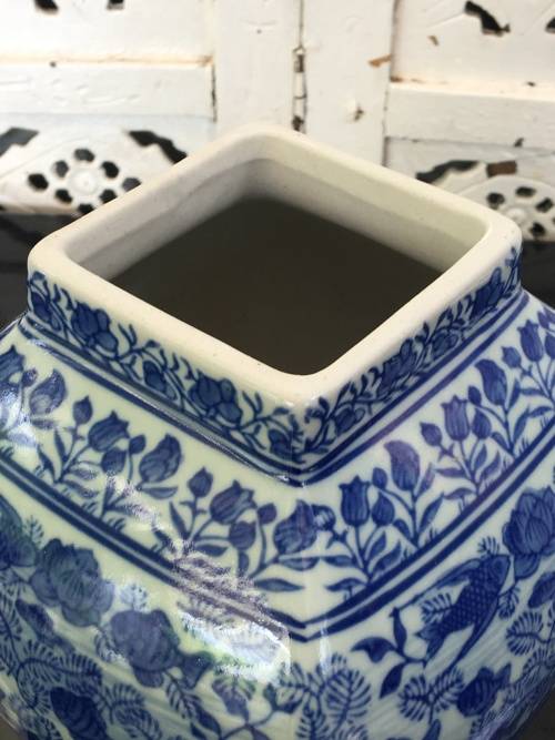 Lovely Large Chinese Under Glaze Blue Hand Painted Porcelain 27 cm Temple Jar. Sea Scene