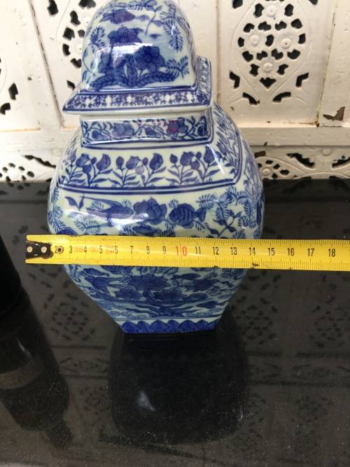 Lovely Large Chinese Under Glaze Blue Hand Painted Porcelain 27 cm Temple Jar. Sea Scene