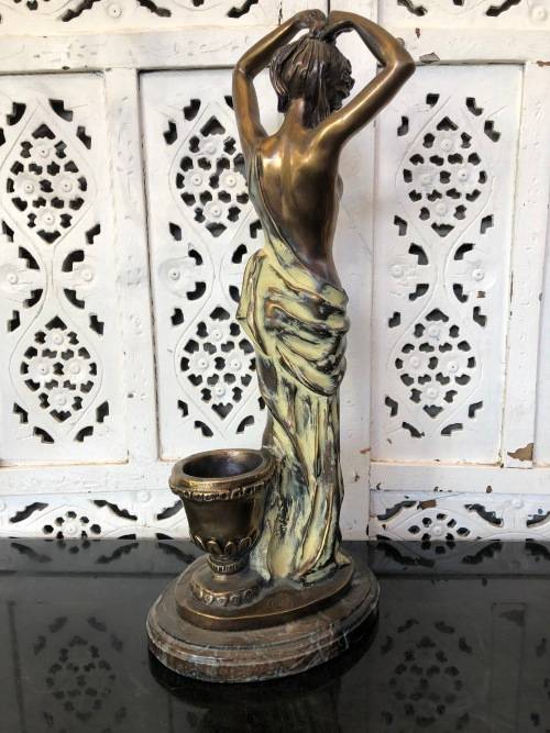 WOW !!! GORGEOUS SIGNED ART DECO SEMI-NUDE BRONZE ON A MARBLE BASE - STUNNING INVESTMENT PIECE