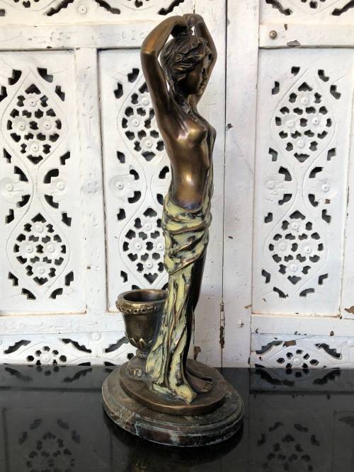 WOW !!! GORGEOUS SIGNED ART DECO SEMI-NUDE BRONZE ON A MARBLE BASE - STUNNING INVESTMENT PIECE