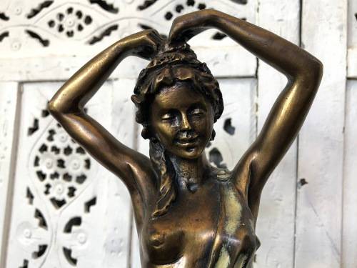 WOW !!! GORGEOUS SIGNED ART DECO SEMI-NUDE BRONZE ON A MARBLE BASE - STUNNING INVESTMENT PIECE