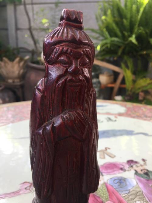Vintage Chinese Carved Wooden Fishermen Figurines