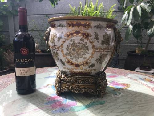 Vintage Chinese Bronzed Polymer Ormolu Mounted Cache Pot