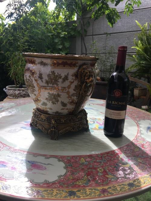 Vintage Chinese Bronzed Polymer Ormolu Mounted Cache Pot