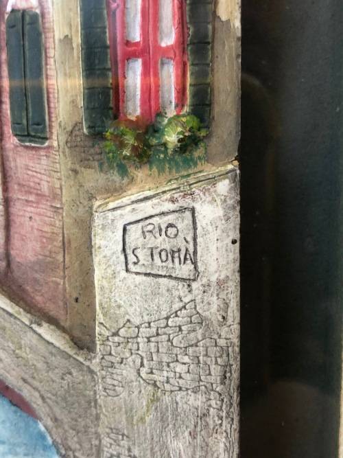 WOW !!! AMAZING DETAILED FRAMED 3D HAND PAINTED CERAMIC TILE OF VENETIAN CANAL