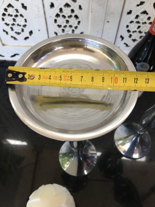 WOW !!! STUNNING TALL SOLID BRUSHED ALUMINIUM CANDLE STICKS WITH CANDLES