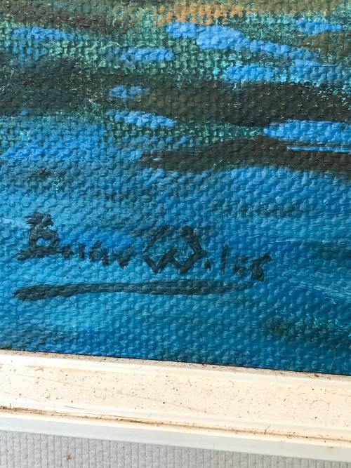 INVESTMENT ART !!! BRIAN WILES (1923 - 1993 SA) OIL ON CANVAS FIXED TO BOARD - FISHERMAN