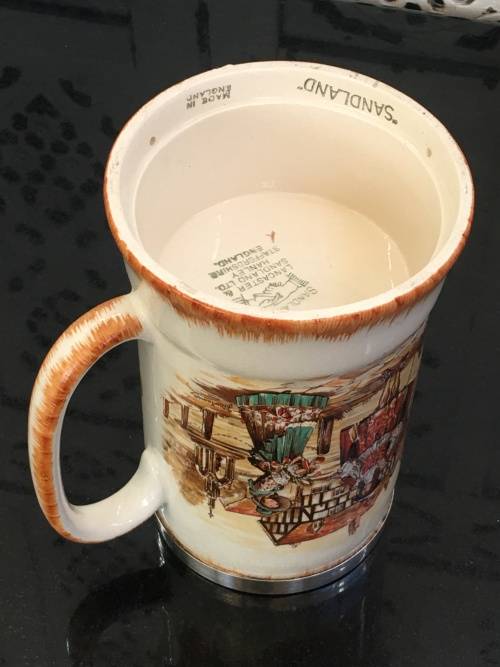 Victorian Scene "The Olden Days" Lancaster & Sandland  Beer Jug Yeoman EPNS  protect band