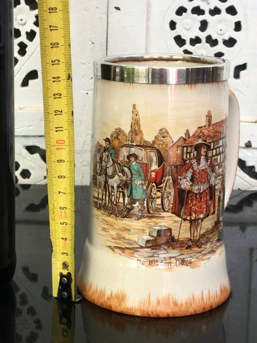 Victorian Scene "The Olden Days" Lancaster & Sandland  Beer Jug Yeoman EPNS  protect band