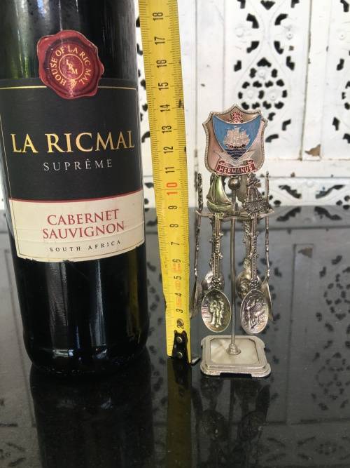 Vintage Hermanus Silver Plated Relief Small Tea Spoons on a Stand,