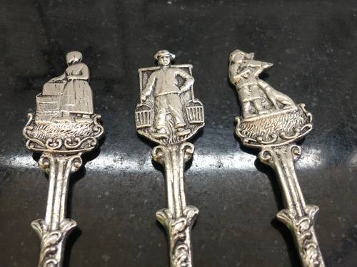 Vintage Hermanus Silver Plated Relief Small Tea Spoons on a Stand,