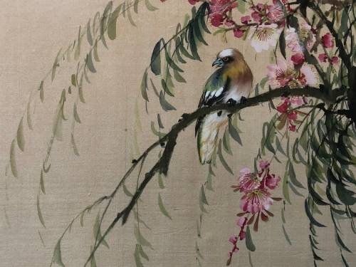 BEAUTIFUL - CHINESE WATERCOLOR PAINTING ON SILK - STUNNING DECOR ITEM