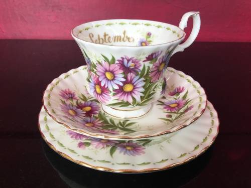 Royal Albert - 1970 - September - Flower of the Month Series "Michaelmas Daisy"Tea Trio Std Size