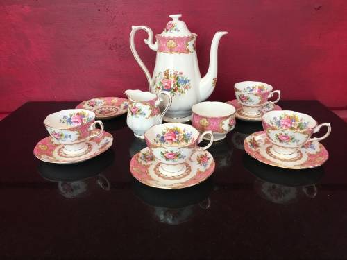 13 Piece Delightful Vintage "Lady Carlyle"  Royal Albert Bone China England