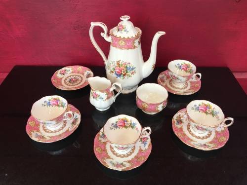 13 Piece Delightful Vintage "Lady Carlyle"  Royal Albert Bone China England