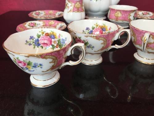 13 Piece Delightful Vintage "Lady Carlyle"  Royal Albert Bone China England