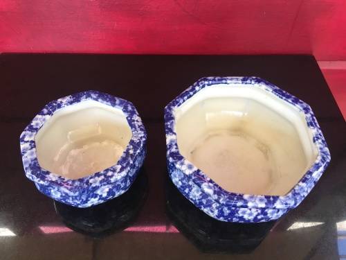 A Set Of Japanese UnderGlaze Blue Hand Painted Cherry Blossom Plant Pots
