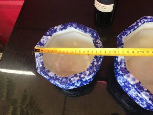 A Set Of Japanese UnderGlaze Blue Hand Painted Cherry Blossom Plant Pots