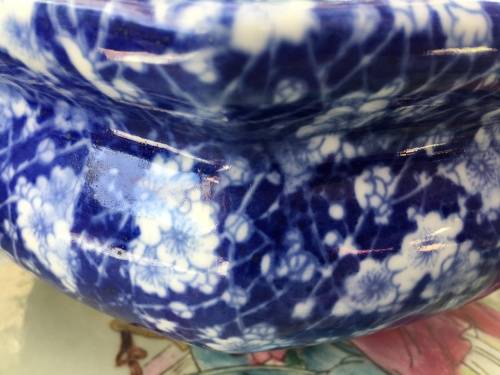 A Set Of Japanese UnderGlaze Blue Hand Painted Cherry Blossom Plant Pots